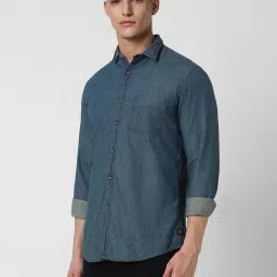 Van Heusen Blue Cotton Slim Fit Denim Shirts image 3
