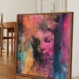 Art Street Multicolour Large Framed Woman Canvas Painting image 3