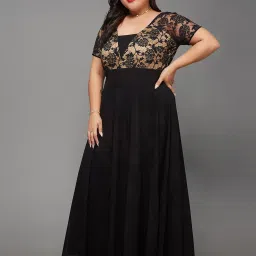 Miss Chase A+ Black & Beige Floral Print Maxi Dress image 3