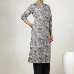 Soch Grey Floral Print Kurta image 3