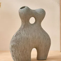 Home Centre Grey Oyster Natura Fluid Textured Flower Vases-image-78