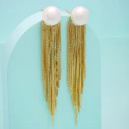 Kushal's Fashion Jewellery Pearl Gold Polished Trendy Earrings for Women-picture-11