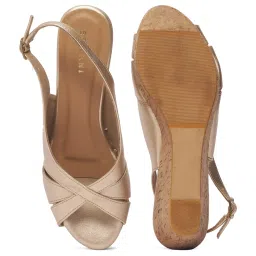 Eridani Women Mysha Gold Back Strap Wedges image 3