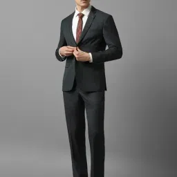 louis philippe Men Green Slim Fit Check Formal Two Piece Suit-picture-12