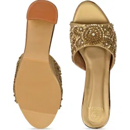 Rocia by Regal Women's Antique Gold Casual Sandals image 3