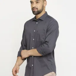 Basics Dark Grey Cotton Slim Fit Shirt image 3