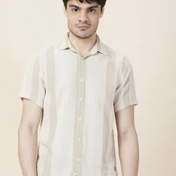 Being Human Men Classic Fit Spread Collar Vertical Striped Cotton Casual Shirt-picture-31