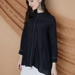 Melange By Lifestyle Black Cotton Regular Fit Printed Tunic image 3