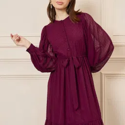 Styli Purple Self Pattern Maxi Dress image 3