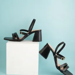 Scentra Women's Black Sling Back Sandals-image-54