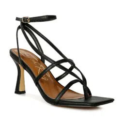 London Rag Women's Black Ankle Strap Stilettos image 2