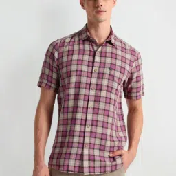 arrow sport Arrow Sports Pink Linen Regular Fit Checks Shirt-picture-29