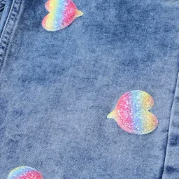 Kiddopanti Girls Light Rag Wash Blue Denim Applique Regular Fit Jeans image 4