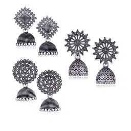 Sangria Silver-Plated Alloy Jhumkas-picture-29