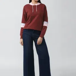 Van Heusen Maroon Color-Block Hoodie image 4