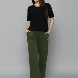 Allen Solly Olive Cotton Regular Fit Trousers image 4