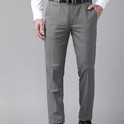 Park Avenue Men Mid-Rise Checked Slim Fit Formal Trousers-picture-38