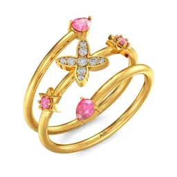 Joyalukkas 22k Gold Gemstone Butterfly Floral Twirled Ring-image-49