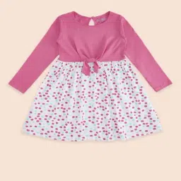 Pantaloons Junior Kids Pink & Blue Cotton Printed Full Sleeves Dress-image-25