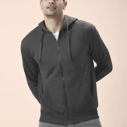 People by Pantaloons Anthra Melange Regular Fit Hooded Sweatshirt-image-15