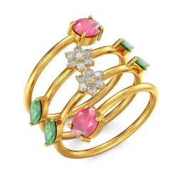 Joyalukkas 22k Gold Gemstone Floral Twirling Ring-image-45