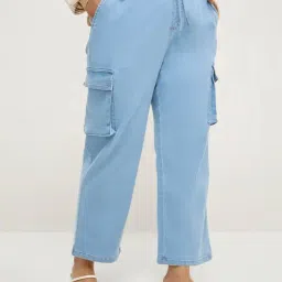 Gia by Westside Light Blue Cargo-Style Straight-Fit High-Rise Jeans-picture-27