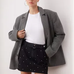Trendyol Women Embellished Pure Cotton Straight Mini Skirt-image-84