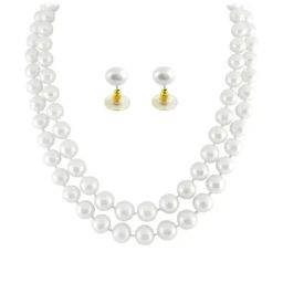 Sri Jagdamba Pearls Golden Necklace & Earring Set-picture-7