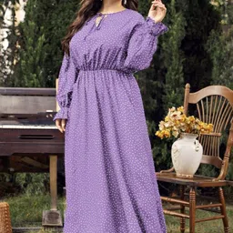 DressBerry Curve Women Polka Dot Printed Tie-Up Neck Polyester Fit & Flare Dress image 4