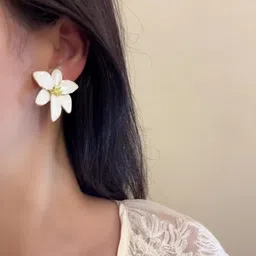 Krelin Gold Plated Enamelled Floral Shaped Studs image 2