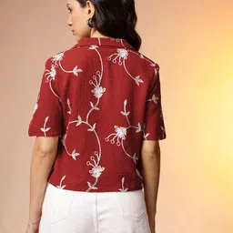 CORSICA Embroidered Lapel Collar Top image 5