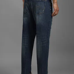 Louis Philippe Jeans Men Navy Blue Cotton Low Distress Heavy Fade Jeans image 2