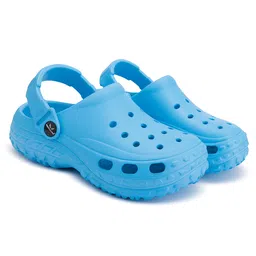 BERSACHE Solid Perforated Slip On Clogs - Blue-picture-21