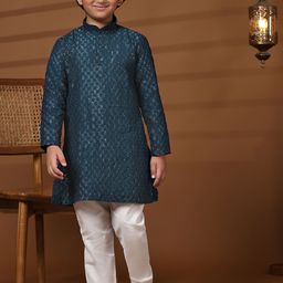 Pro-Ethic STYLE DEVELOPER Boys Paisley Embroidered Regular Pure Cotton Kurta with Pyjamas-picture-35