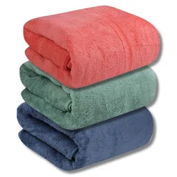 Fezora Blue & Green 3 Pieces Microfiber 450 GSM Adult Bath Towels-image-40