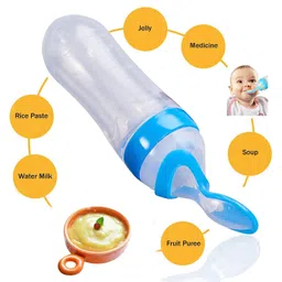 BOXOT IMPEX Newborn Baby Feeding Bottle Toddler Safe Silicone Squeeze Feeding Spoon Milk Cereal Bottle - 90 ml (color may vary) image 2