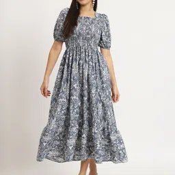 Krunal Raiyani Women Floral Printed Applique Fit & Flare Maxi Dress-image-48