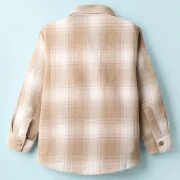 Rikidoos Full Sleeves Checked Shirt With Attached Tee - Beige & White image 3
