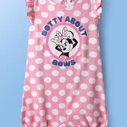 Babyoye Disney Interlock Knit Frill Sleeves Rompers with Minnie Mouse Graphics Pack of 2 - White & Pink image 4