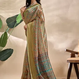 THE AQUARIUS Floral Silk Blend Handloom Saree image 5