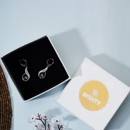 Bishty Fashion Stainless Steel Silver-Plated CZ Studded Contemporary Drop Earrings-picture-15