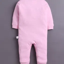 BUMZEE Cotton Knit Full Sleeves Footed Sleepsuits with Stripes & Animal Print Pack of 3 - Pink & White image 5