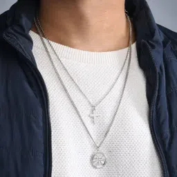 The Bro Code Silver Plated Double Layer Cross Necklace For Men-image-22