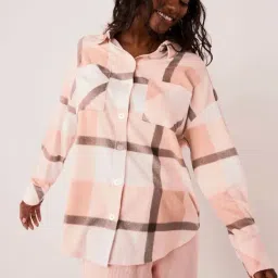 La Vie En Rose Pink Chequered Shirt-image-63