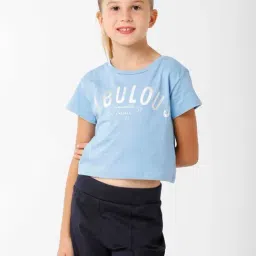 Kate & Oscar Kids Blue Cotton Printed T-Shirt-picture-34