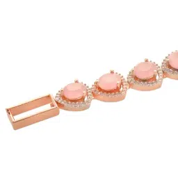 Saraf Rs Jewellery Pink Rose Gold Toned AD Statement Wrap Around Bracelet image 5