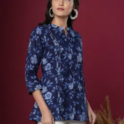 Fashor Blue Cotton Printed Kurti image 3