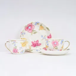 Golden Queens Pink & Yellow Bone China Monochrome Series Cup & Saucer Set image 3