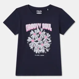 R&B Kids Navy Blue Graphic Regular Fit T-Shirt-picture-20