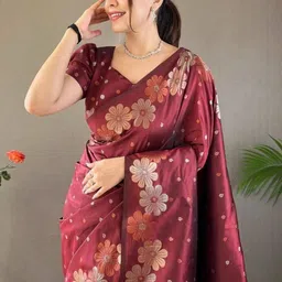 Bhagirath Fashion Floral Silk Blend Saree image 3